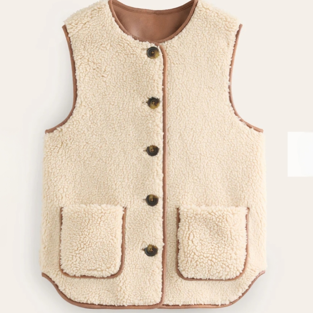 Boden Cream Shearling Vest